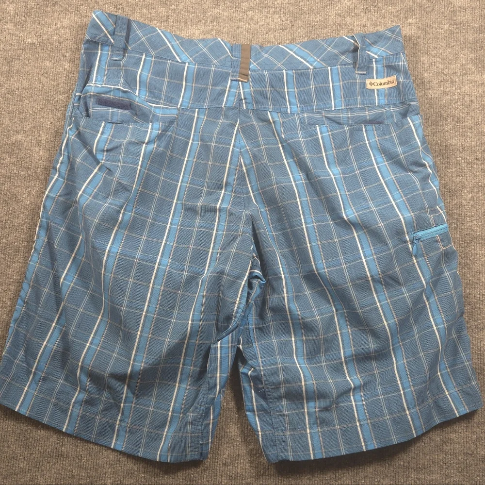 Columbia PFG Men's Blue Plaid Omni-Shield‎ Cargo/Hybrid Shorts Size 36